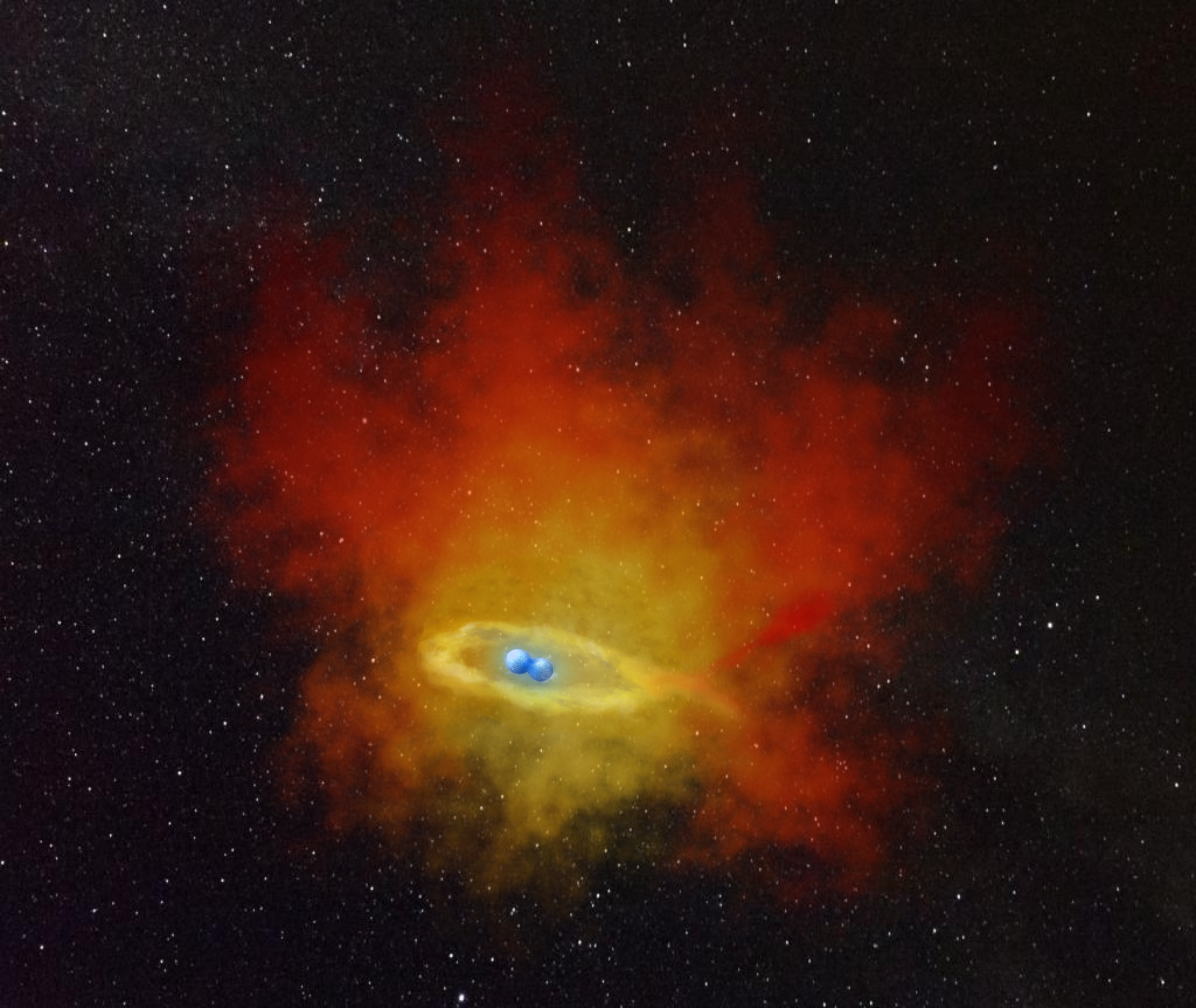 Cuddling inside a nebula